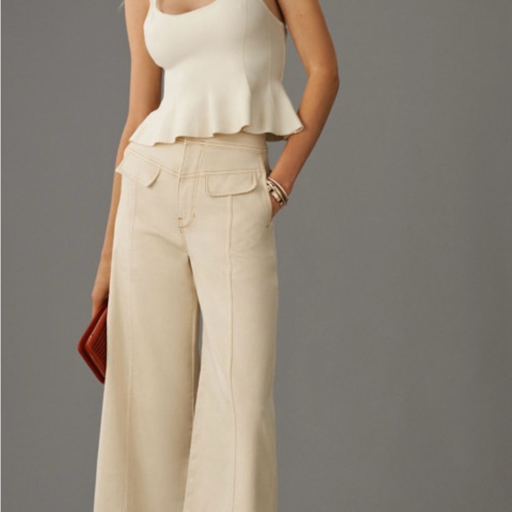Pilcro high rise crop wide leg utility jeans